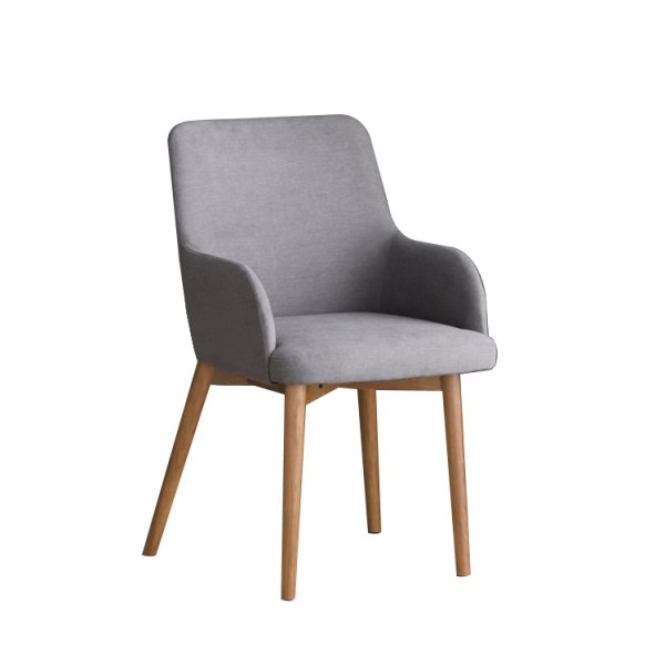 Nordic Modern Grey Upholstered Wooden Solo Hotel Living Room Furniture Dining Chairs