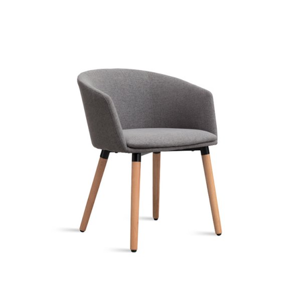 Wholesale Modern Nordic Grey Upholstered Solid Wood Oak Legs Round Back Dining Room Chair