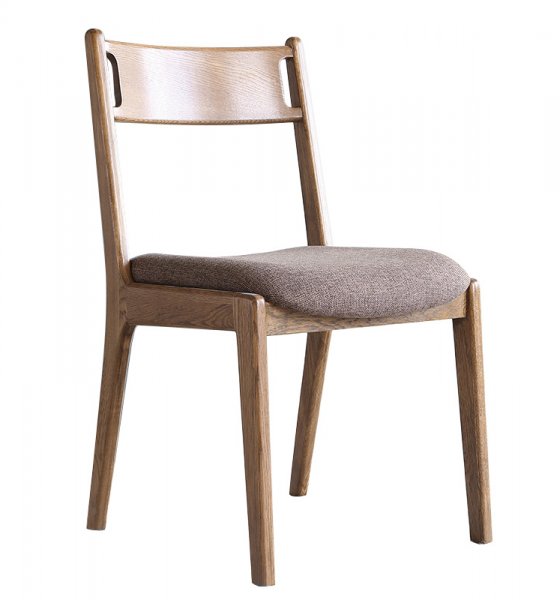 Confortable Mid Century Nordic Elgant Grey Upholstered Solid Wood Frame Dining Chairs With Oak Legs