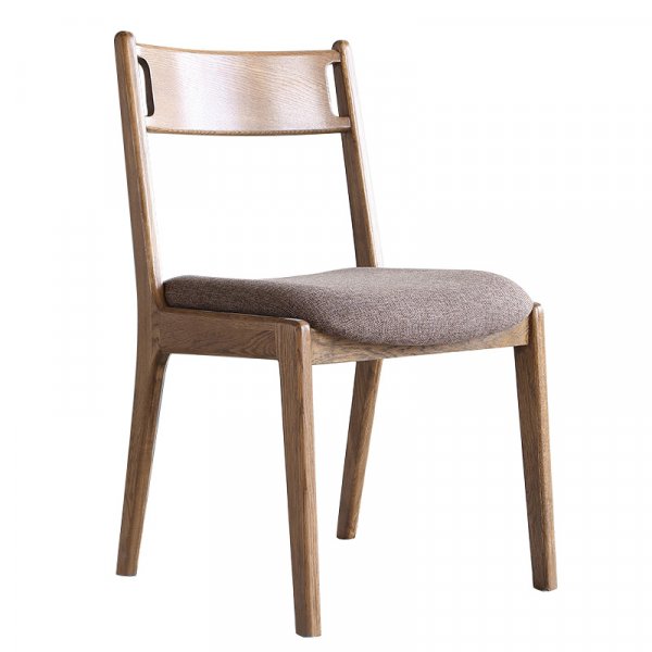 Confortable Mid Century Nordic Elgant Grey Upholstered Solid Wood Frame Dining Chairs With Oak Legs