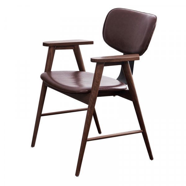 Custom Contemporary Cheap Classic Design Modern European Design Brown Faux Leather Pu Resturant Brown Dining Arm Chairs