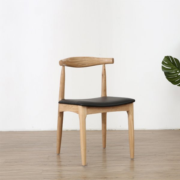 Low Moq Home Furniture No Folded Nordic Household Modern Minimalist Seat Armless Leather Design Solid Timber Wood Elbow Dining Room Chair