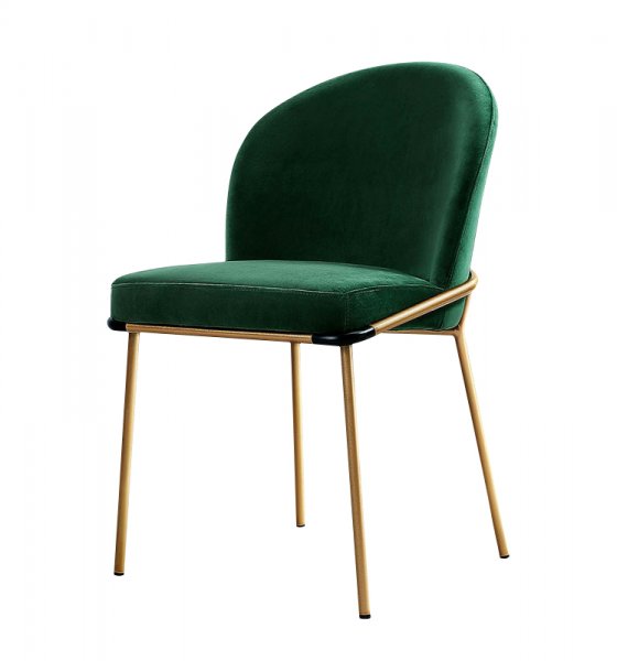 Popular Design Midcentury Modern Leisure Emerald Green Velvet Fabric Upholstered Wood Dining Chair